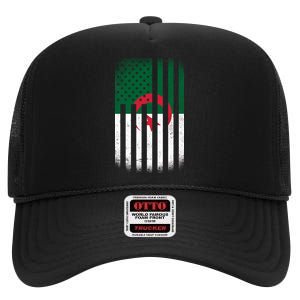 Algeria United States of America USA Flag High Crown Mesh Back Trucker Hat