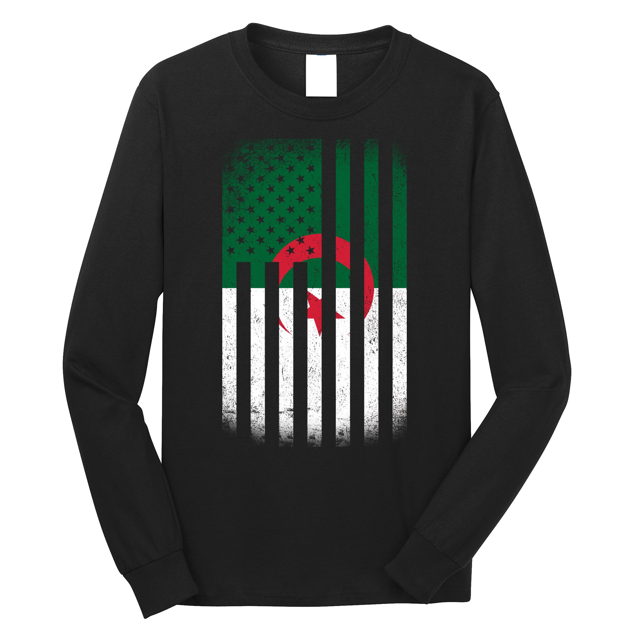 Algeria United States of America USA Flag Long Sleeve Shirt