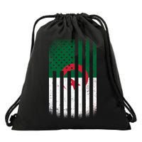 Algeria United States of America USA Flag Drawstring Bag