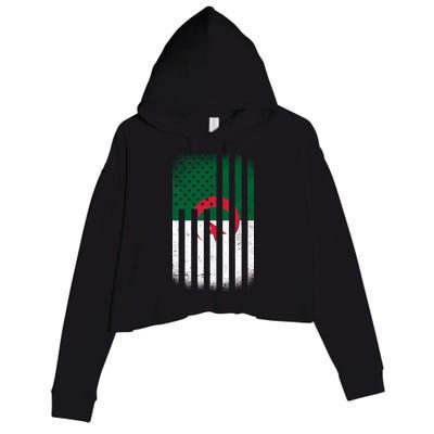 Algeria United States of America USA Flag Crop Fleece Hoodie