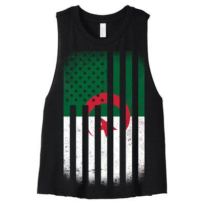 Algeria United States of America USA Flag Women's Racerback Cropped Tank