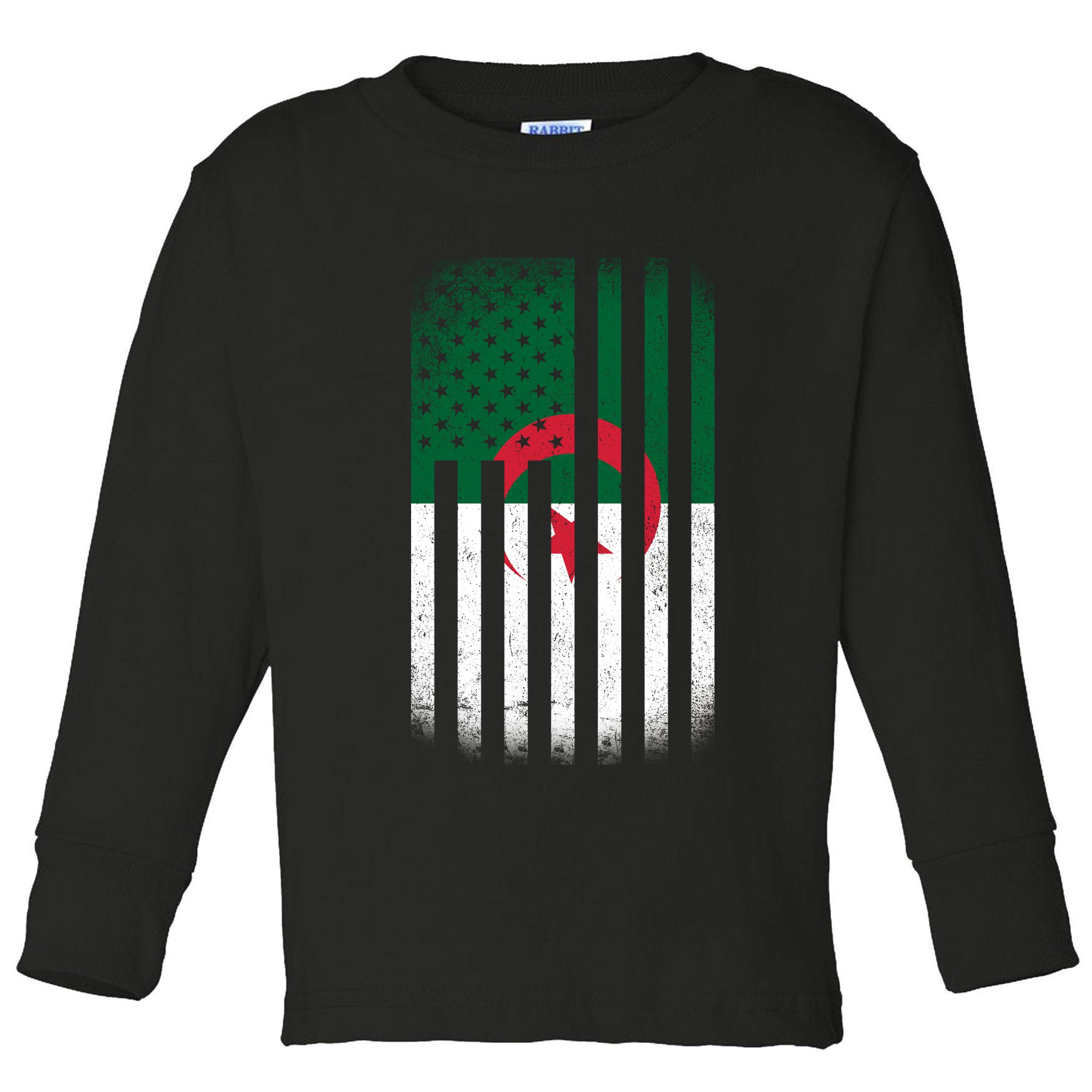 Algeria United States of America USA Flag Toddler Long Sleeve Shirt