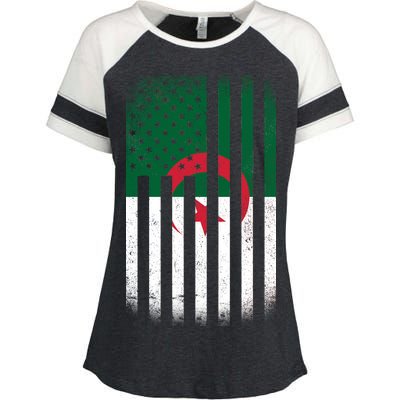 Algeria United States of America USA Flag Enza Ladies Jersey Colorblock Tee