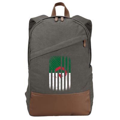 Algeria United States of America USA Flag Cotton Canvas Backpack