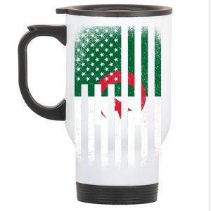 Algeria United States of America USA Flag Stainless Steel Travel Mug