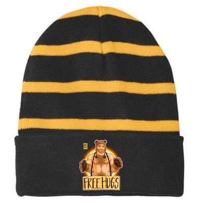 Adam Likes Hugs Bear Pride Ginger Edition Striped Beanie with Solid Band