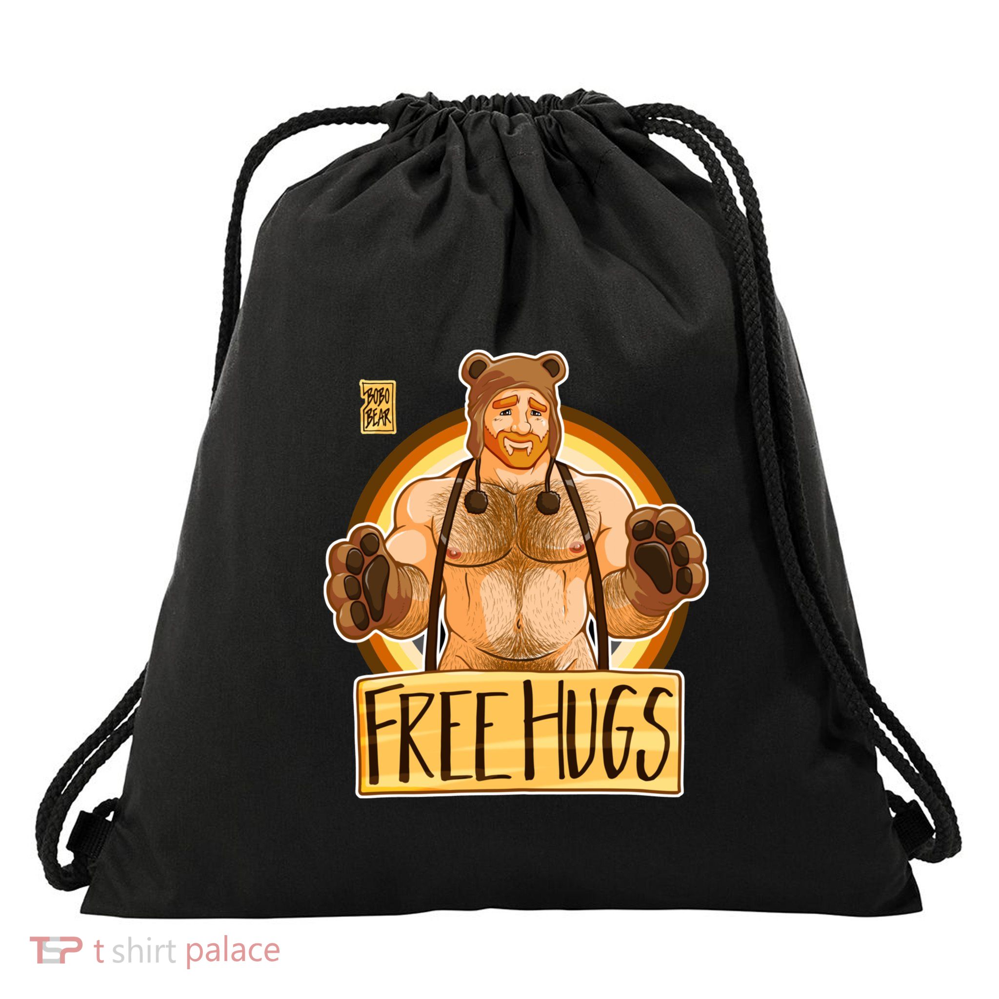 Adam Likes Hugs Bear Pride Ginger Edition Drawstring Bag