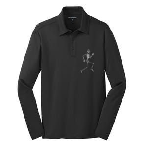 Anatomy Labels Human Skeleton Running Bone Names For Geeks Silk Touch Performance Long Sleeve Polo