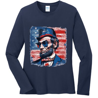 Abraham Lincoln Honest Abe Patriot Ladies Long Sleeve Shirt