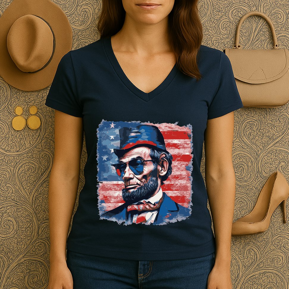 Abraham Lincoln Honest Abe Patriot Women's V-Neck T-Shirt