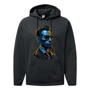 Abraham Lincoln Hip Graffiti Style Performance Fleece Hoodie