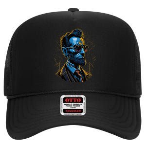 Abraham Lincoln Hip Graffiti Style High Crown Mesh Back Trucker Hat