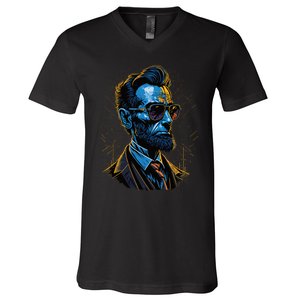 Abraham Lincoln Hip Graffiti Style V-Neck T-Shirt