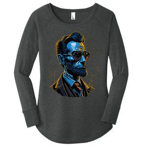 Abraham Lincoln Hip Graffiti Style Women's Perfect Tri Tunic Long Sleeve Shirt