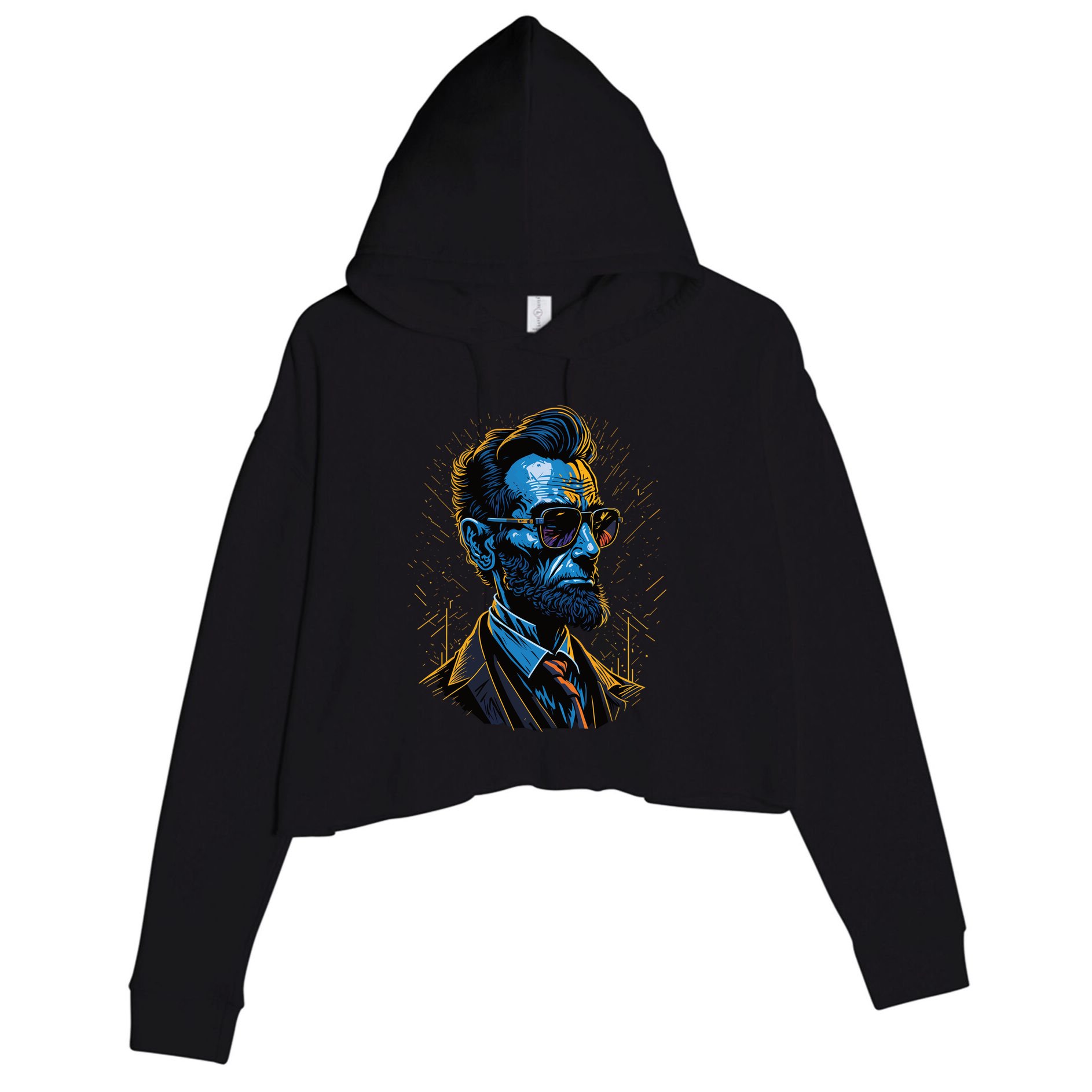 Abraham Lincoln Hip Graffiti Style Crop Fleece Hoodie