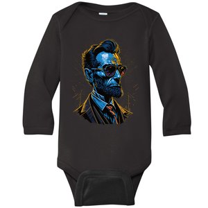 Abraham Lincoln Hip Graffiti Style Baby Long Sleeve Bodysuit