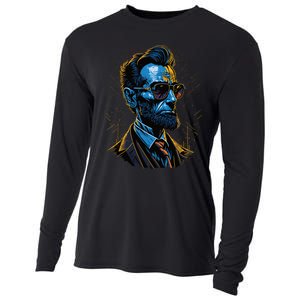 Abraham Lincoln Hip Graffiti Style Cooling Performance Long Sleeve Crew