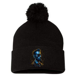 Abraham Lincoln Hip Graffiti Style Pom Pom 12in Knit Beanie