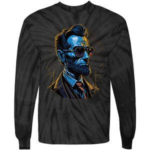 Abraham Lincoln Hip Graffiti Style Tie-Dye Long Sleeve Shirt