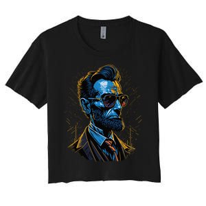 Abraham Lincoln Hip Graffiti Style Women's Crop Top Tee