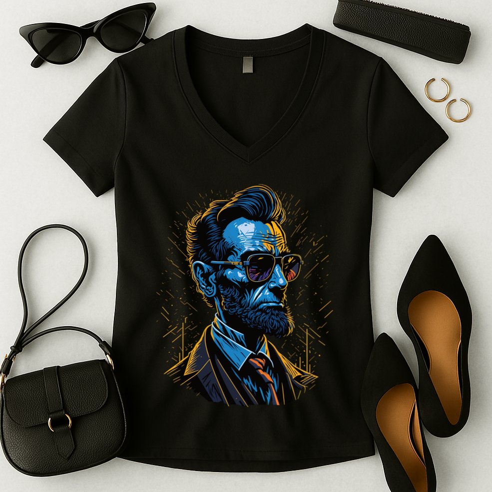 Abraham Lincoln Hip Graffiti Style Women's V-Neck T-Shirt