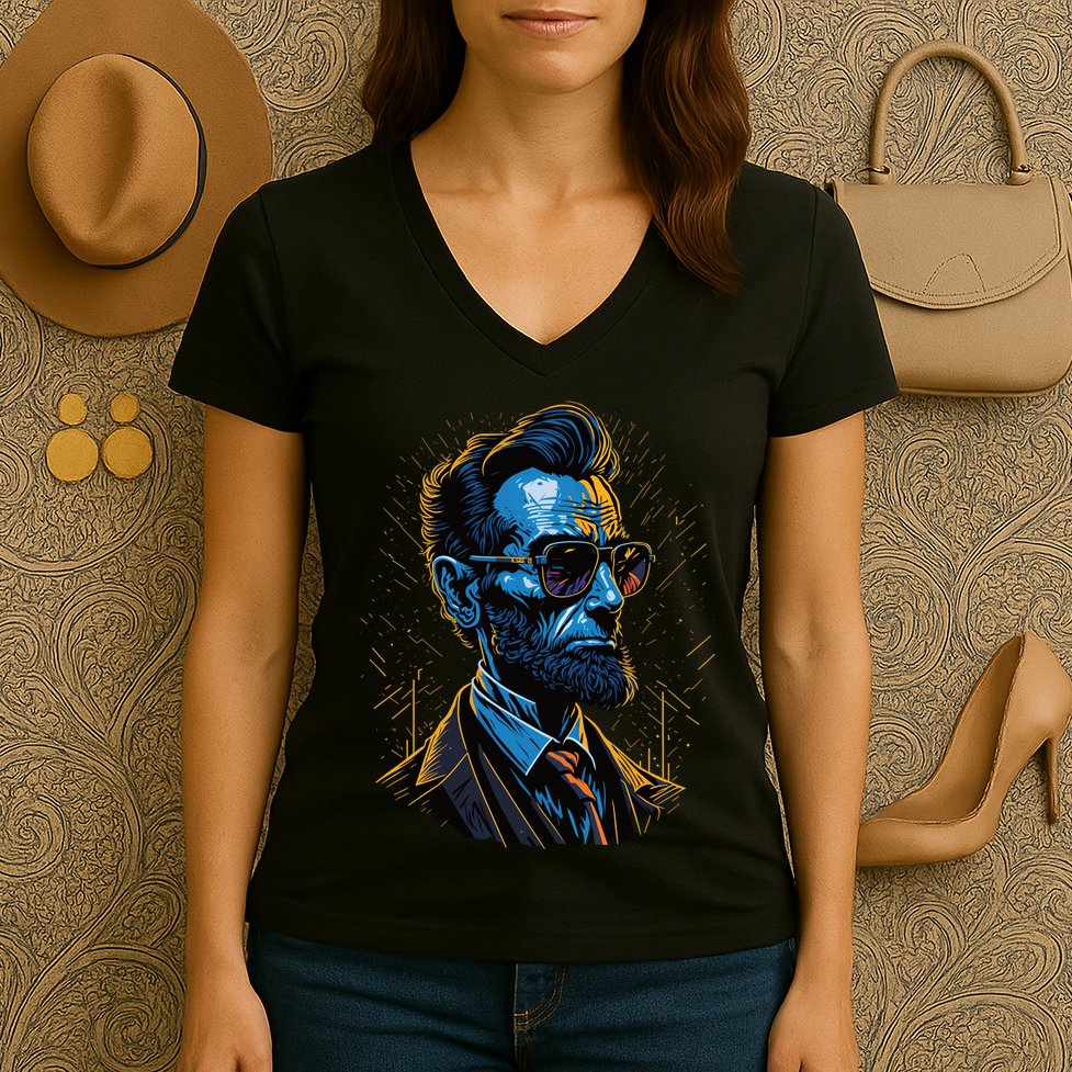 Abraham Lincoln Hip Graffiti Style Women's V-Neck T-Shirt