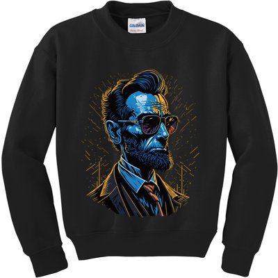 Abraham Lincoln Hip Graffiti Style Kids Sweatshirt