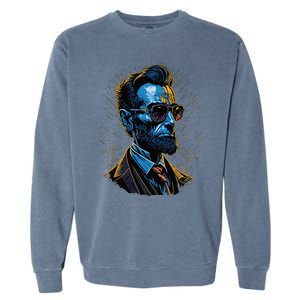 Abraham Lincoln Hip Graffiti Style Garment-Dyed Sweatshirt