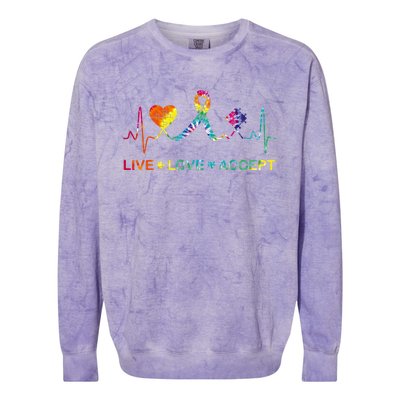 Autism Love Heart Puzzle Piece Autism Heartbeat Meaningful Gift Colorblast Crewneck Sweatshirt