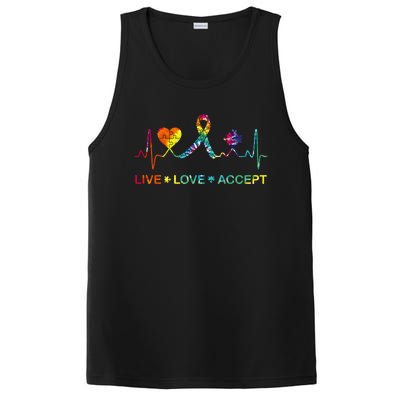 Autism Love Heart Puzzle Piece Autism Heartbeat Meaningful Gift PosiCharge Competitor Tank