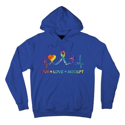 Autism Love Heart Puzzle Piece Autism Heartbeat Meaningful Gift Hoodie