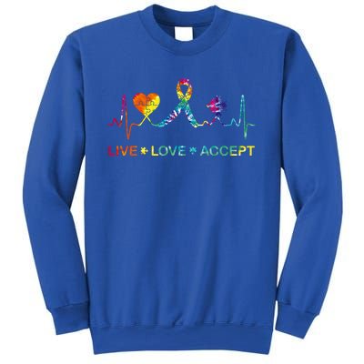 Autism Love Heart Puzzle Piece Autism Heartbeat Meaningful Gift Sweatshirt