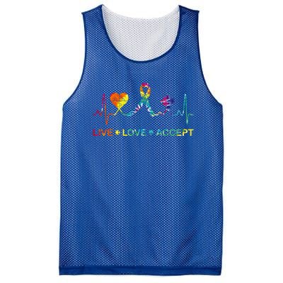 Autism Love Heart Puzzle Piece Autism Heartbeat Meaningful Gift Mesh Reversible Basketball Jersey Tank