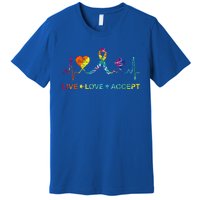 Autism Love Heart Puzzle Piece Autism Heartbeat Meaningful Gift Premium T-Shirt