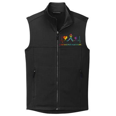 Autism Love Heart Puzzle Piece Autism Heartbeat Meaningful Gift Collective Smooth Fleece Vest