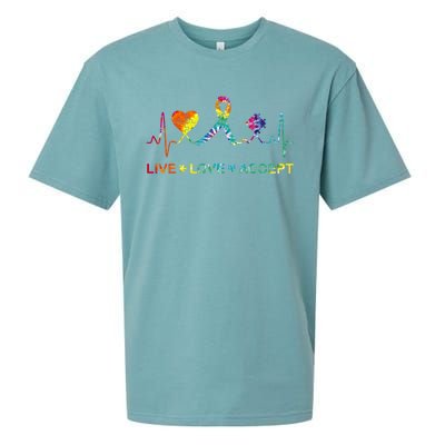 Autism Love Heart Puzzle Piece Autism Heartbeat Meaningful Gift Sueded Cloud Jersey T-Shirt