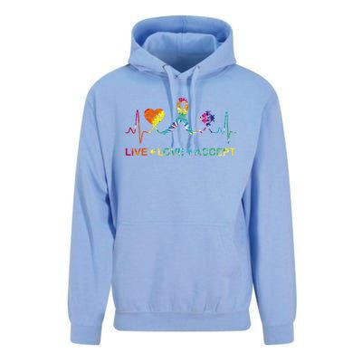 Autism Love Heart Puzzle Piece Autism Heartbeat Meaningful Gift Unisex Surf Hoodie