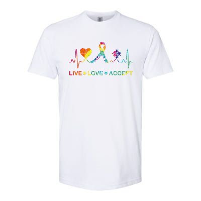 Autism Love Heart Puzzle Piece Autism Heartbeat Meaningful Gift Softstyle CVC T-Shirt