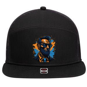 Abraham Lincoln Hipster 7 Panel Mesh Trucker Snapback Hat