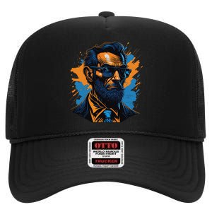 Abraham Lincoln Hipster High Crown Mesh Back Trucker Hat