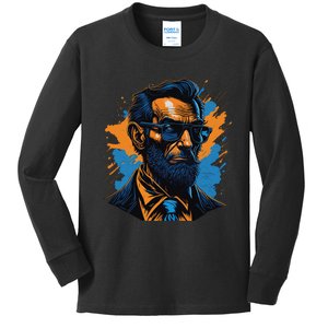 Abraham Lincoln Hipster Kids Long Sleeve Shirt