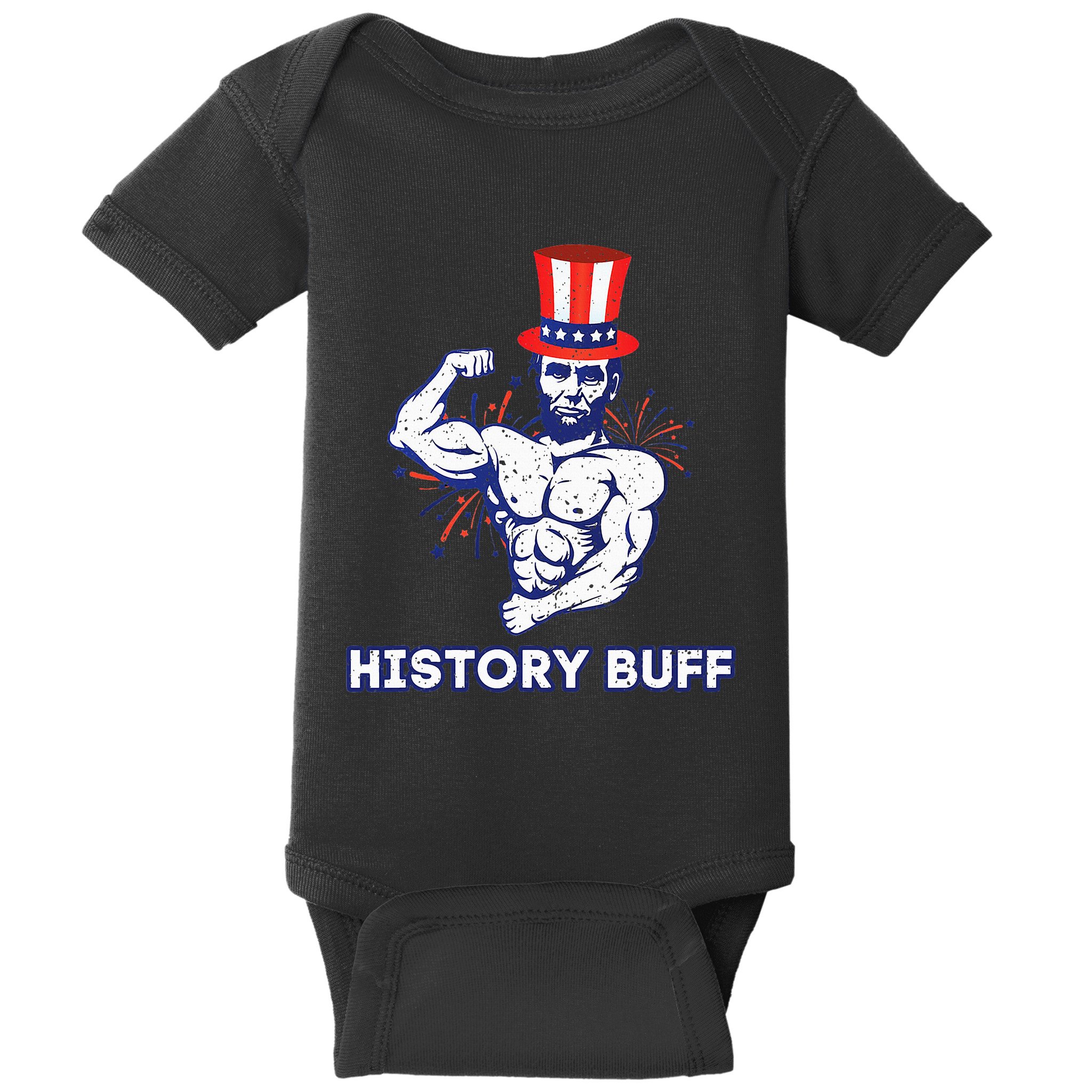 Abraham Lincoln History Buff Funny Weightlifting Workout Gym Baby Bodysuit