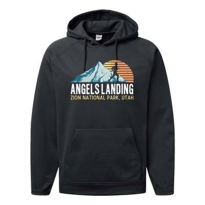 Angels Landing Hiking Trail Zion National Park Utah Performance Fleece Hoodie