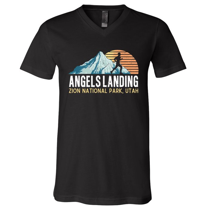 Angels Landing Hiking Trail Zion National Park Utah V-Neck T-Shirt