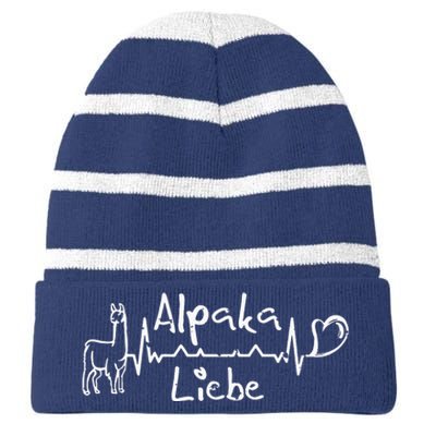 Alpaca Love Heartbeat Heart Alpaca Alpaca Fans Alpacas Striped Beanie with Solid Band