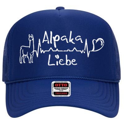 Alpaca Love Heartbeat Heart Alpaca Alpaca Fans Alpacas High Crown Mesh Back Trucker Hat