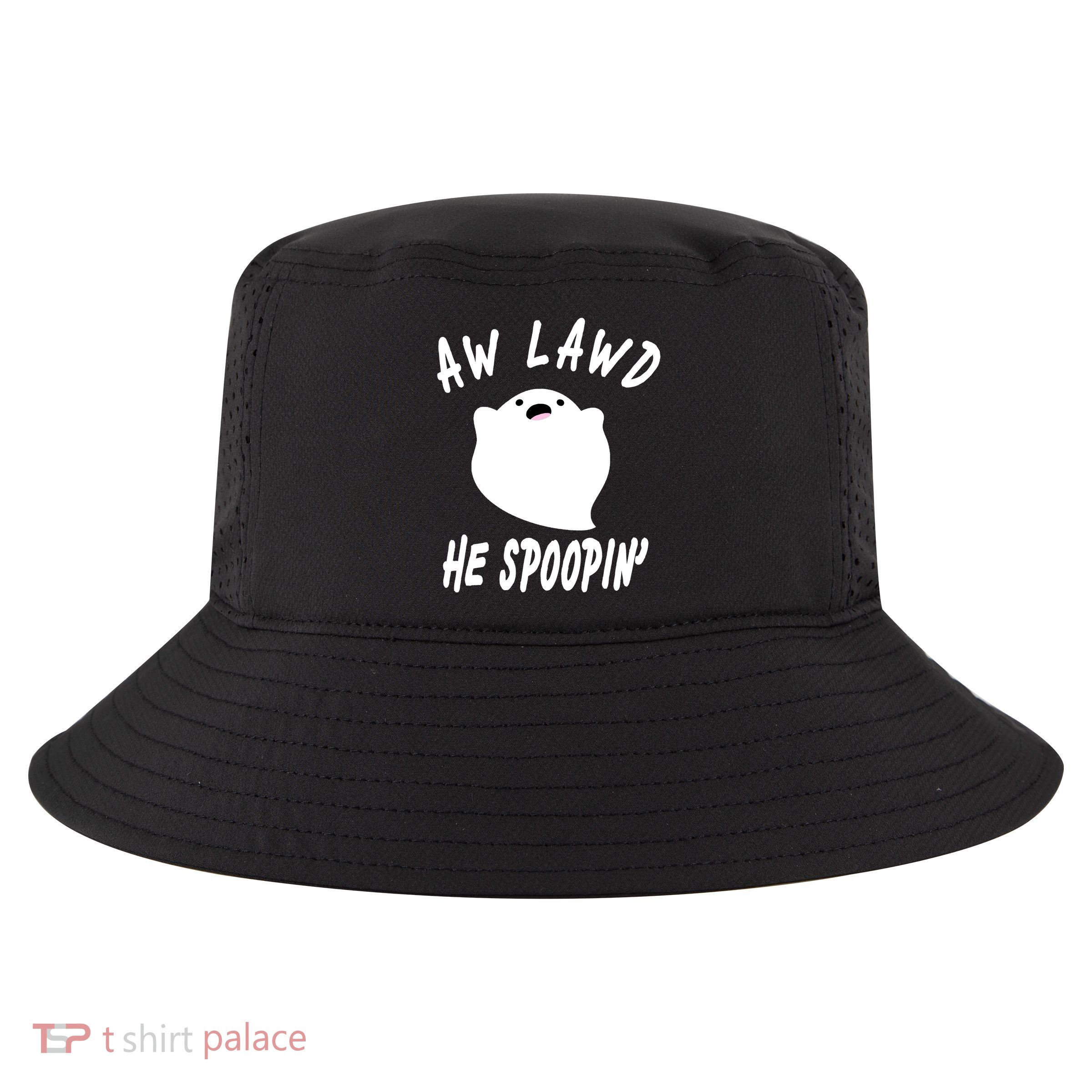 Aw Lawd He Spoopin' Concerned Ghost Design Cool Comfort Performance Bucket Hat