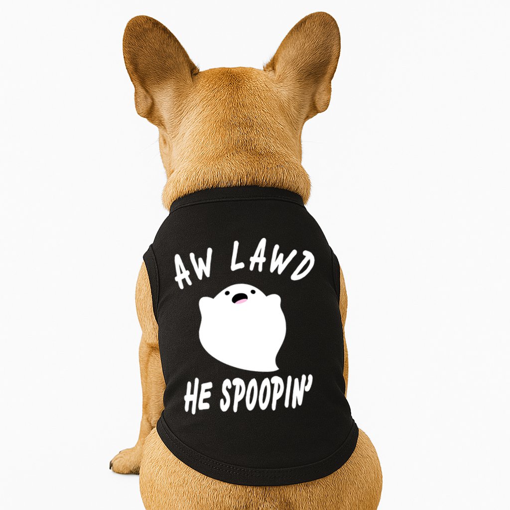 Aw Lawd He Spoopin' Concerned Ghost Design Doggie Tank