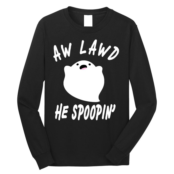 Aw Lawd He Spoopin' Concerned Ghost Design Long Sleeve Shirt