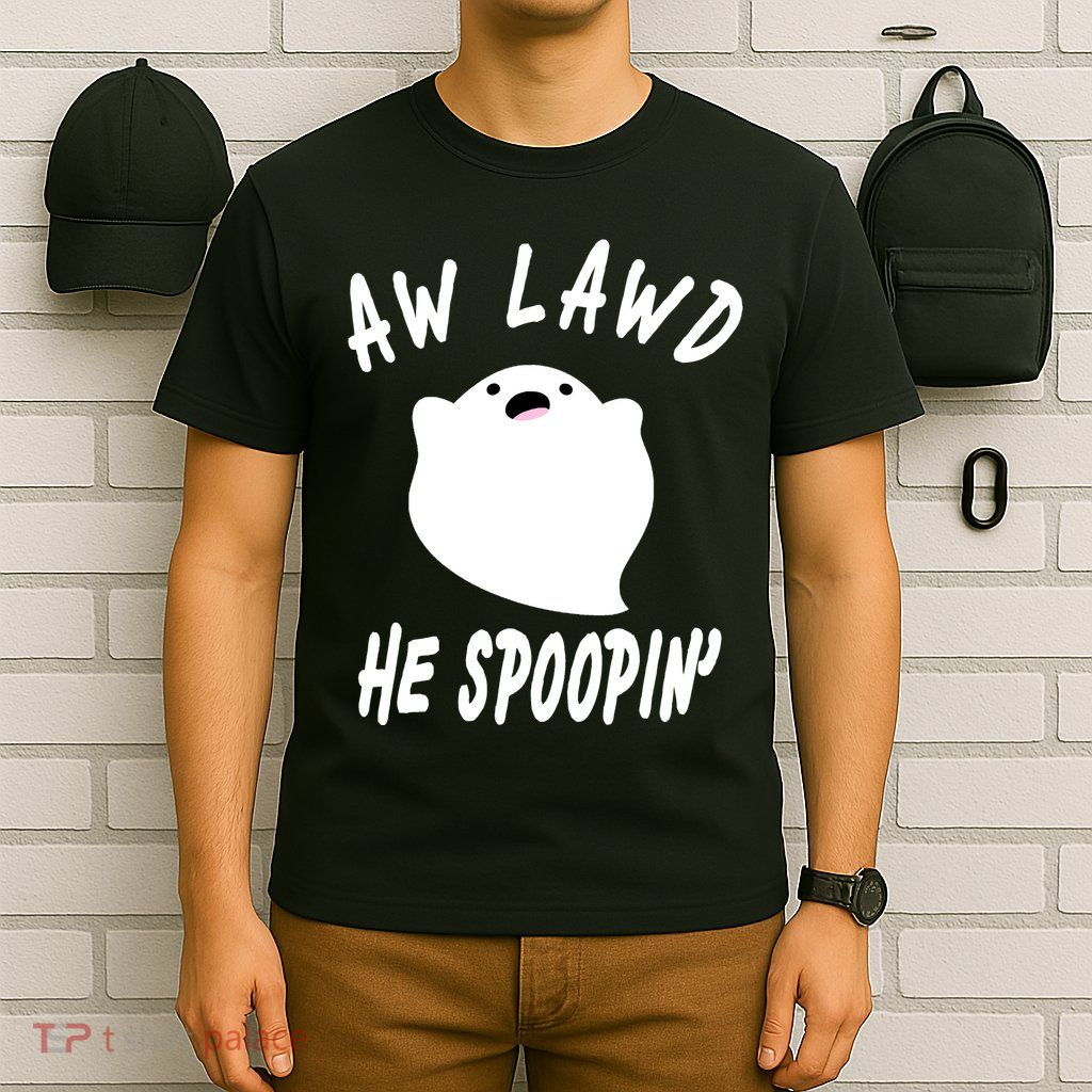 Aw Lawd He Spoopin' Concerned Ghost Design T-Shirt